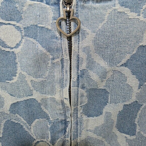 Kate Spade Womens Denim Puff Sleeve Floral Jacquard Dress Size 8 Blue Shift - Picture 10 of 12